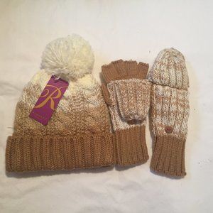 Ombre Knit beanie and Convertible Gloves